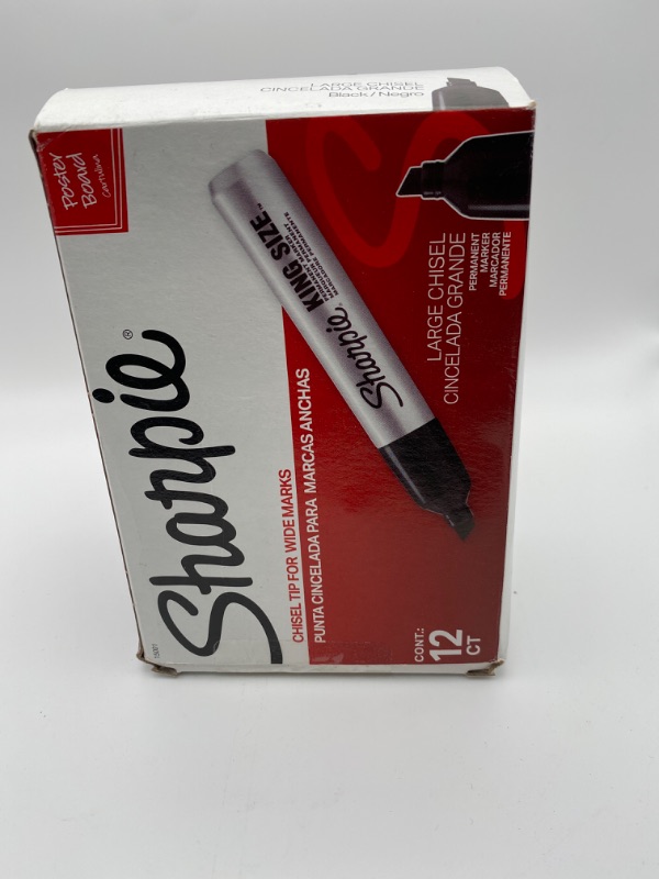 Photo 5 of Sharpie King Size Permanent Markers Large Chisel Tip, Great For Poster Boards, Black, 12 Count New