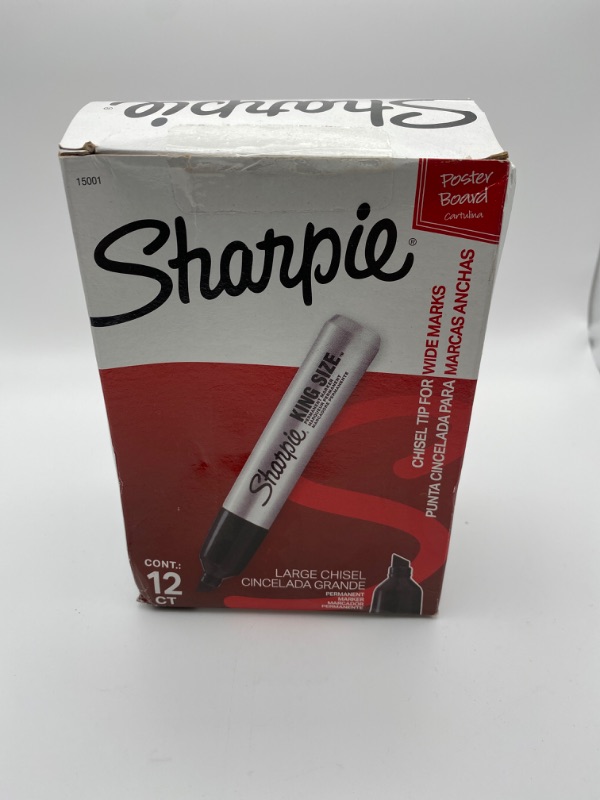 Photo 4 of Sharpie King Size Permanent Markers Large Chisel Tip, Great For Poster Boards, Black, 12 Count New