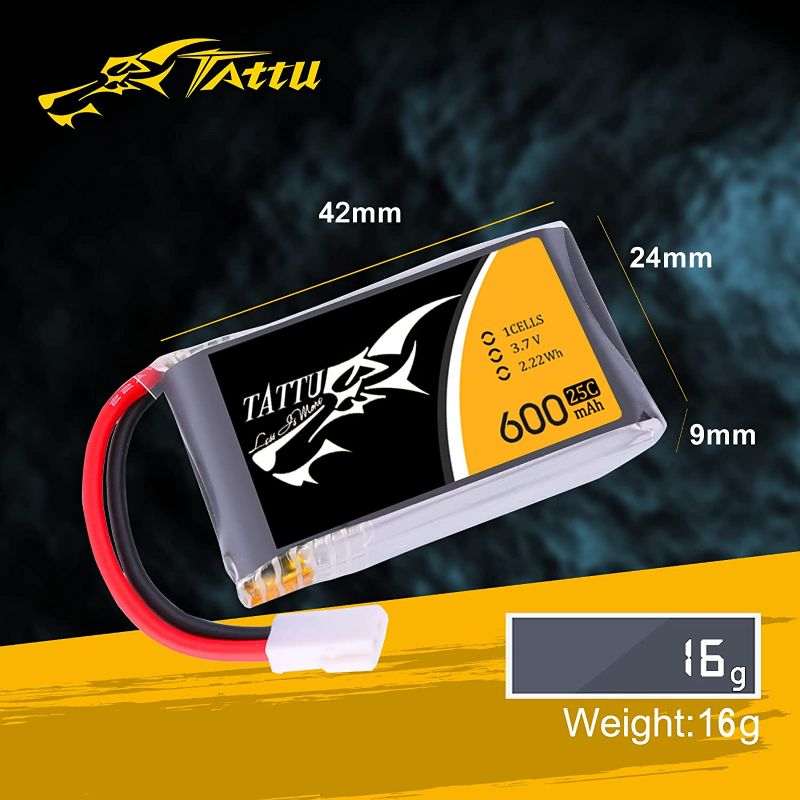 Photo 2 of Tattu 6pcs 3.7V 600mAh LiPo Battery Pack 25C 1S with Molex Plug Compatible with Syma X5 X5C X5SW X5SC-1 CX-3W CX-31 M68 M68R UDI U45 Beginners X708W Wi-Fi FPV Training RC Quadcopter New