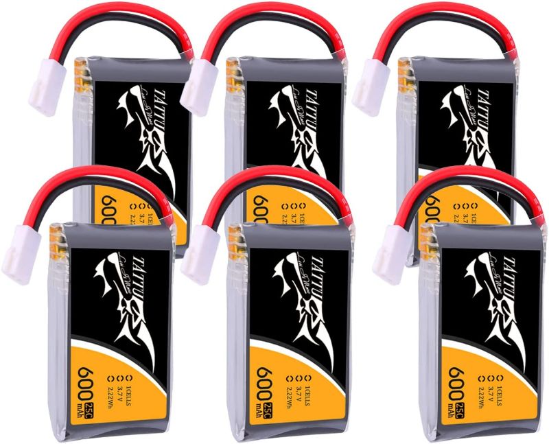 Photo 1 of Tattu 6pcs 3.7V 600mAh LiPo Battery Pack 25C 1S with Molex Plug Compatible with Syma X5 X5C X5SW X5SC-1 CX-3W CX-31 M68 M68R UDI U45 Beginners X708W Wi-Fi FPV Training RC Quadcopter New