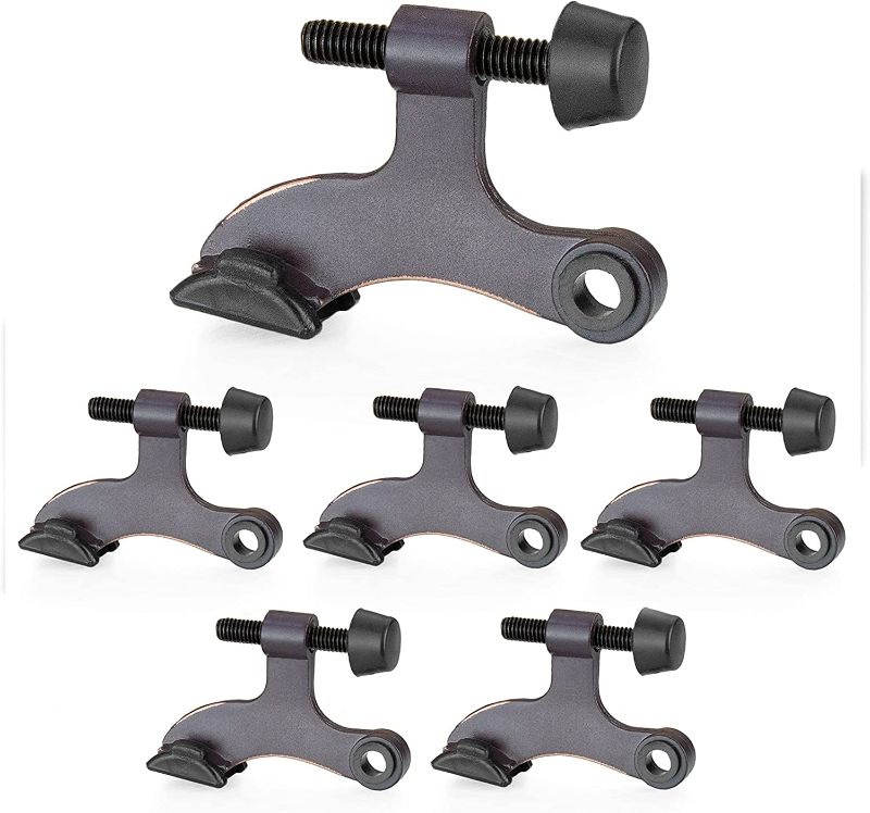 Photo 1 of Ilyapa 6 Pack Hinge Pin Oil Rubbed Bronze Door Stops -Heavy Duty Adjustable Door Stopper 2-1/2" x 1-3/4”,with Black Rubber Bumper Tips new