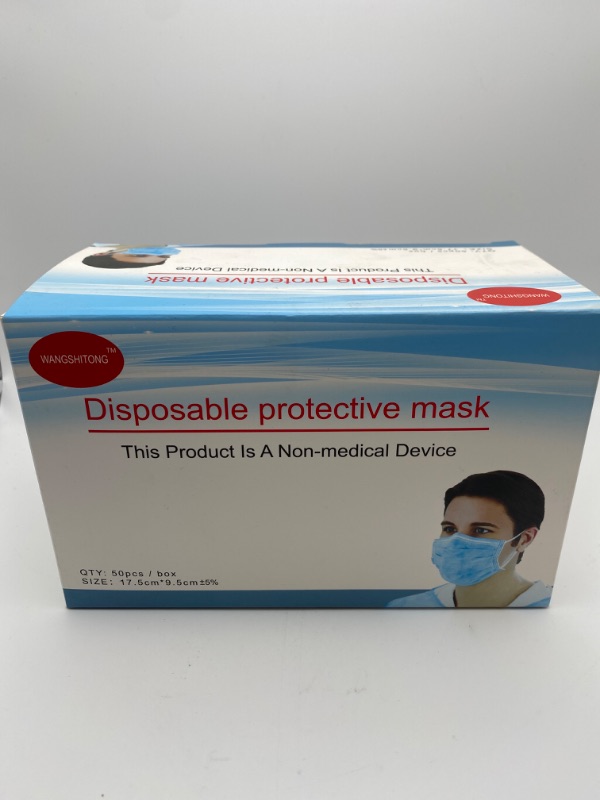 Photo 2 of 50 pack of disposable protective face masks (non-medical) New