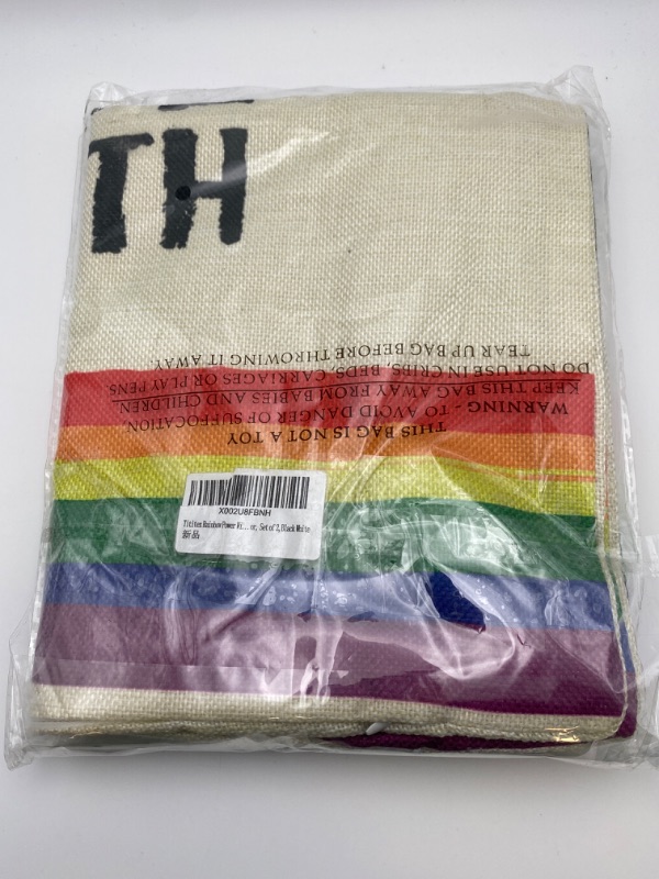 Photo 5 of Tititex Rainbow Power Wings Decorative 18"x 18" Throw Pillow Covers - LGBT Pride Month Linen Cases for Couch Cushion Farmhouse Decor, Set of 2 New