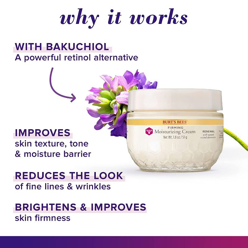 Photo 1 of Burt's Bees Renewal Firming Face Cream, Anti-Aging Retinol Alternative, Moisturizing Natural Skin Care, 1.8 Ounce new