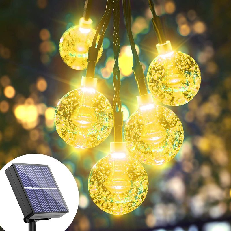 Photo 1 of Solar String Lights Globe Outdoor - 36FT 60 LED Solar Crystal Ball String Lights Waterproof, 8 Mode Warm White Balls Solar Powered Fairy Lights for Garden, Patio, Gazebo, Yard, Party, Decoration New