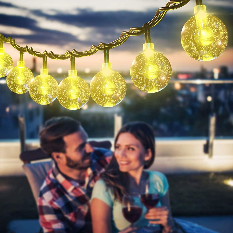 Photo 2 of Solar String Lights Globe Outdoor - 36FT 60 LED Solar Crystal Ball String Lights Waterproof, 8 Mode Warm White Balls Solar Powered Fairy Lights for Garden, Patio, Gazebo, Yard, Party, Decoration New