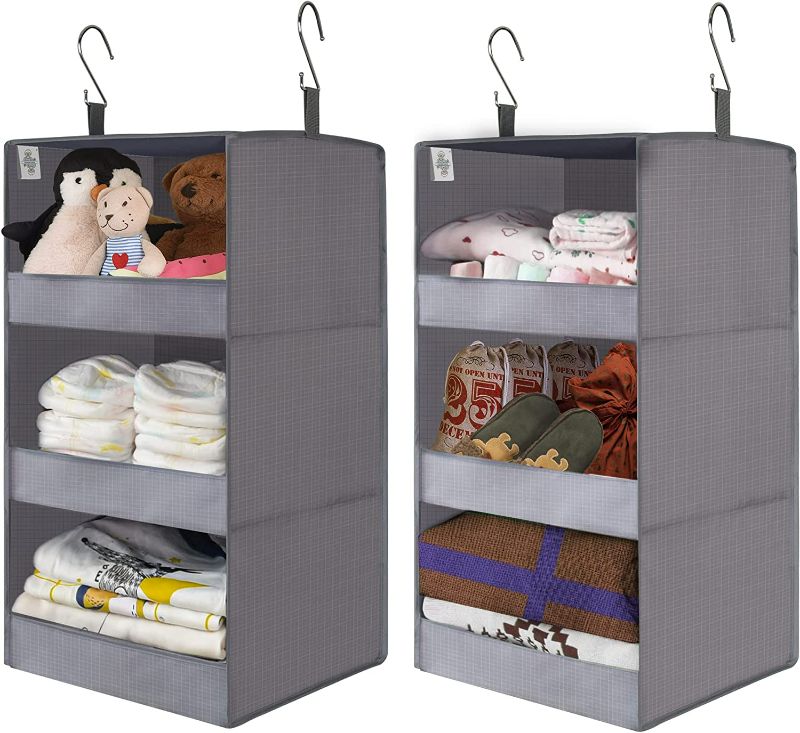 Photo 1 of GRANNY SAYS 3-Shelf Closet Hanging Organizers, Foldable Hanging Closet Shelves, Hanging Organizers for Locker & Camper, Gray, 2-Pack new