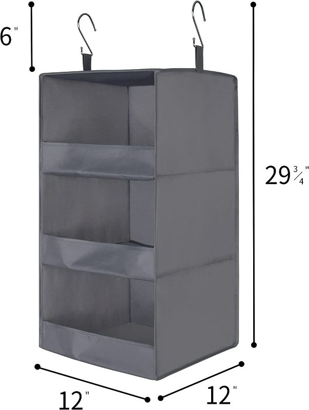 Photo 2 of GRANNY SAYS 3-Shelf Closet Hanging Organizers, Foldable Hanging Closet Shelves, Hanging Organizers for Locker & Camper, Gray, 2-Pack new