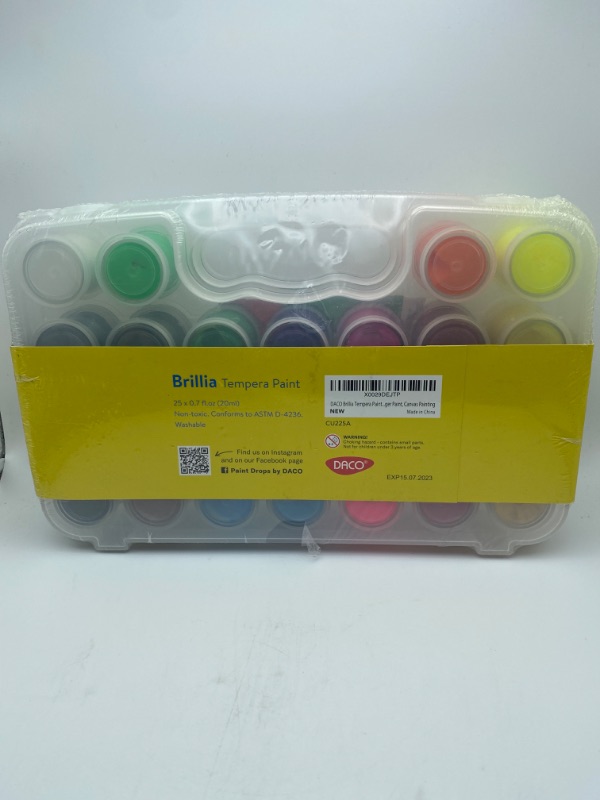 Photo 5 of DACO Brillia Kids Paint, 25 Colors Art Set, 0.7 fl.oz (20ml) Paint Pots with Carry Case, School Supplies for Kids, Non Toxic Tempera Paint, Washable Paint for Kids, Art and Craft Supplies & Materials new