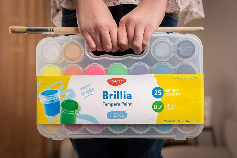 Photo 3 of DACO Brillia Kids Paint, 25 Colors Art Set, 0.7 fl.oz (20ml) Paint Pots with Carry Case, School Supplies for Kids, Non Toxic Tempera Paint, Washable Paint for Kids, Art and Craft Supplies & Materials new