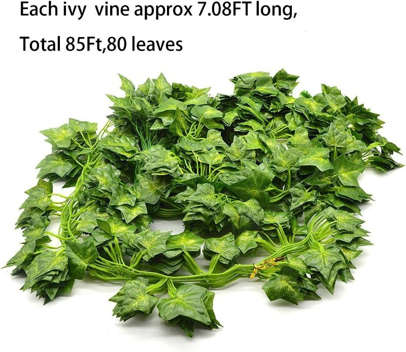 Photo 2 of Beebel Ivy Garland 85Ft 12 Strands Artificial Fake Ivy Leaves Greenery Leaves Hanging Vines Plant Leaves Garland Home Garden Poison Ivy Costume New