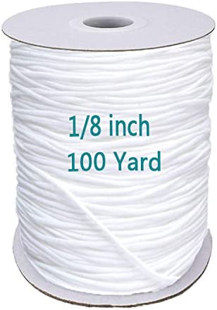 Photo 1 of 1/8 inch Elastic Bands for Sewing - Elastic String for Masks, Elastic Cord Heavy Stretch High Elasticity Knit Elasticfor for Sewing Crafts DIY Mask, White 100 Yards New