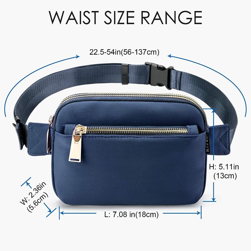 Photo 2 of ZORFIN Fanny Packs for Women Men, Crossbody Fanny Pack, Belt Bag with Adjustable Strap, Fashion Waist Pack for Outdoors/Workout/Traveling/Casual/Running/Hiking/Cycling (Dark Blue) New