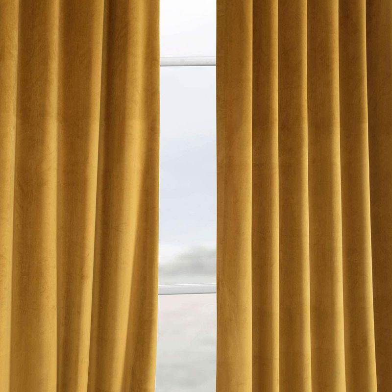 Photo 3 of HPD Half Price Drapes Heritage Plush Velvet Curtains for Bedroom & Living Room 50 X 96, VPYC-190159-96 (1 Panel) Retro Gold New