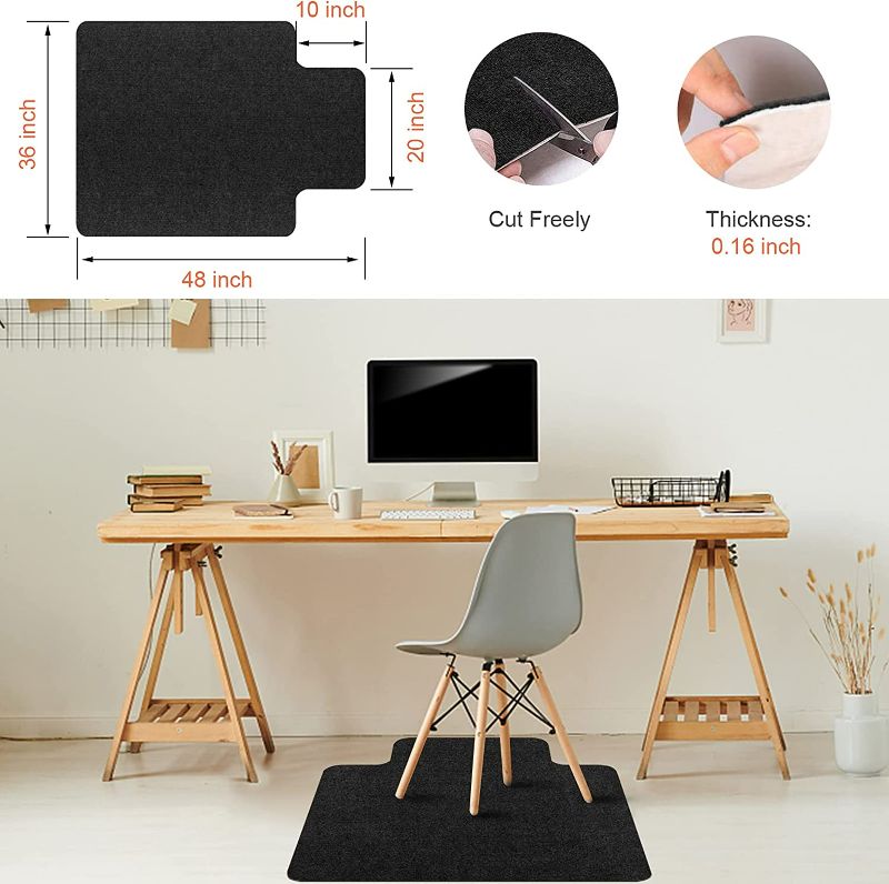 Photo 4 of Vicwe Office Chair Mat, 1/6" Thick 48" x 36" with Lip Multi-Purpose Desk Chair Mat for Hardwood Floor, Upgraded Version (Dark Gray, 36"x48" with Lip) New