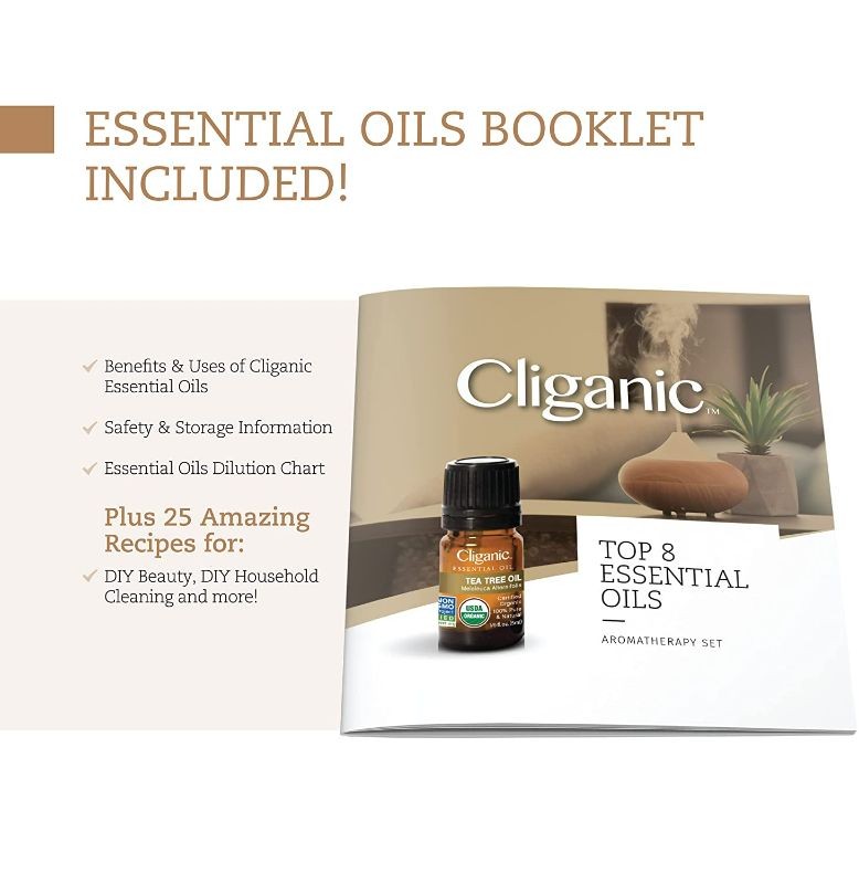 Photo 2 of Cliganic Organic Aromatherapy Essential Oils Gift Set (Top 8), 100% Pure - Peppermint, Lavender, Eucalyptus, Tea Tree, Lemongrass, Rosemary, Frankincense & Orange new