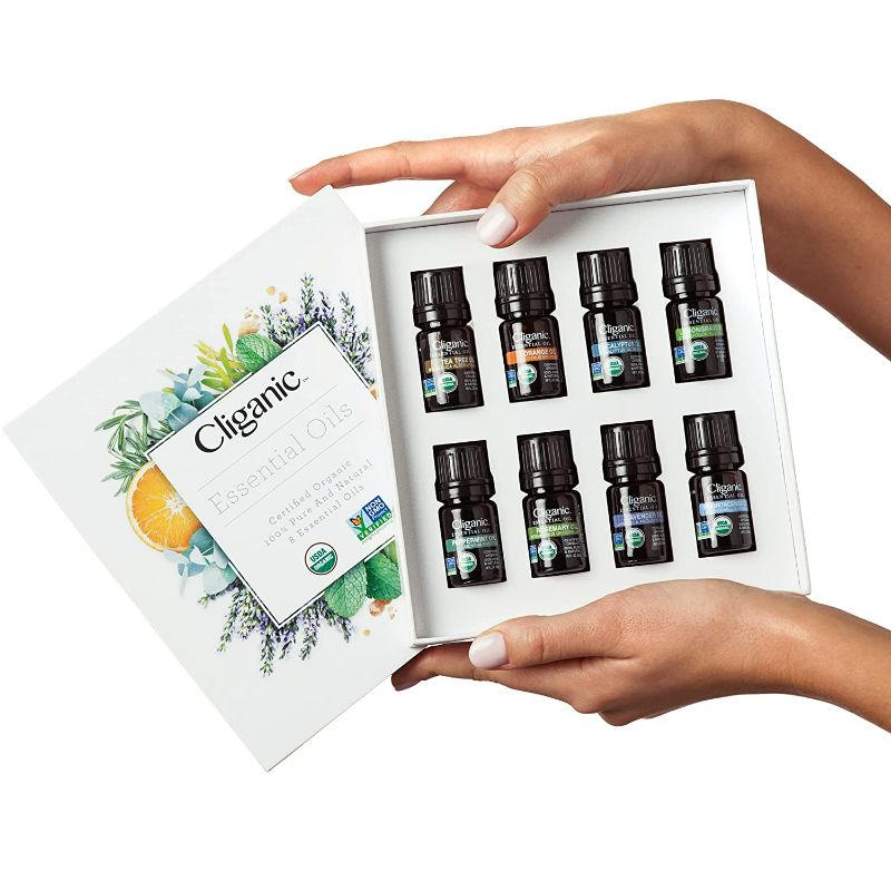Photo 3 of Cliganic Organic Aromatherapy Essential Oils Gift Set (Top 8), 100% Pure - Peppermint, Lavender, Eucalyptus, Tea Tree, Lemongrass, Rosemary, Frankincense & Orange new