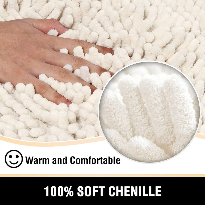 Photo 2 of Bathroom Rugs Bath Mats for Bathroom Non Slip Luxury Chenille Bathroom Rugs Extra Soft Absorbent Shaggy Bathroom Mat Rugs Washable Fast Dry Bathroom Rugs Sets 2 Piece (Ivory, 20" x 32"/17" x 24") New