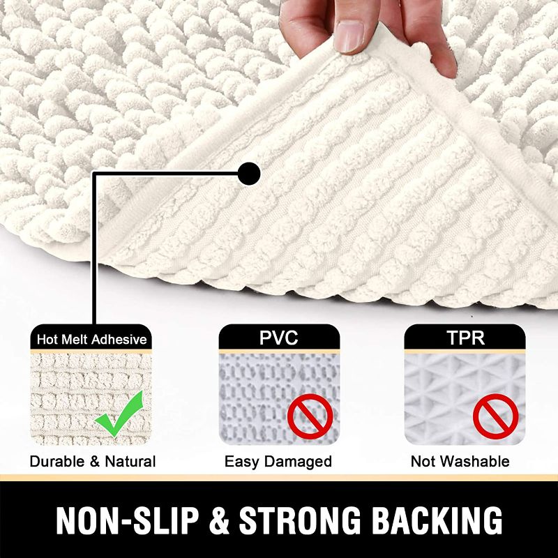 Photo 4 of Bathroom Rugs Bath Mats for Bathroom Non Slip Luxury Chenille Bathroom Rugs Extra Soft Absorbent Shaggy Bathroom Mat Rugs Washable Fast Dry Bathroom Rugs Sets 2 Piece (Ivory, 20" x 32"/17" x 24") New