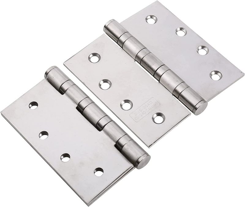 Photo 2 of UHPPOTE Stainless Steel Door Hinges 4inches x 4inches with Soft Close Ball Bearing - Squared Conners - Brushed Finish (Pack of 2) New