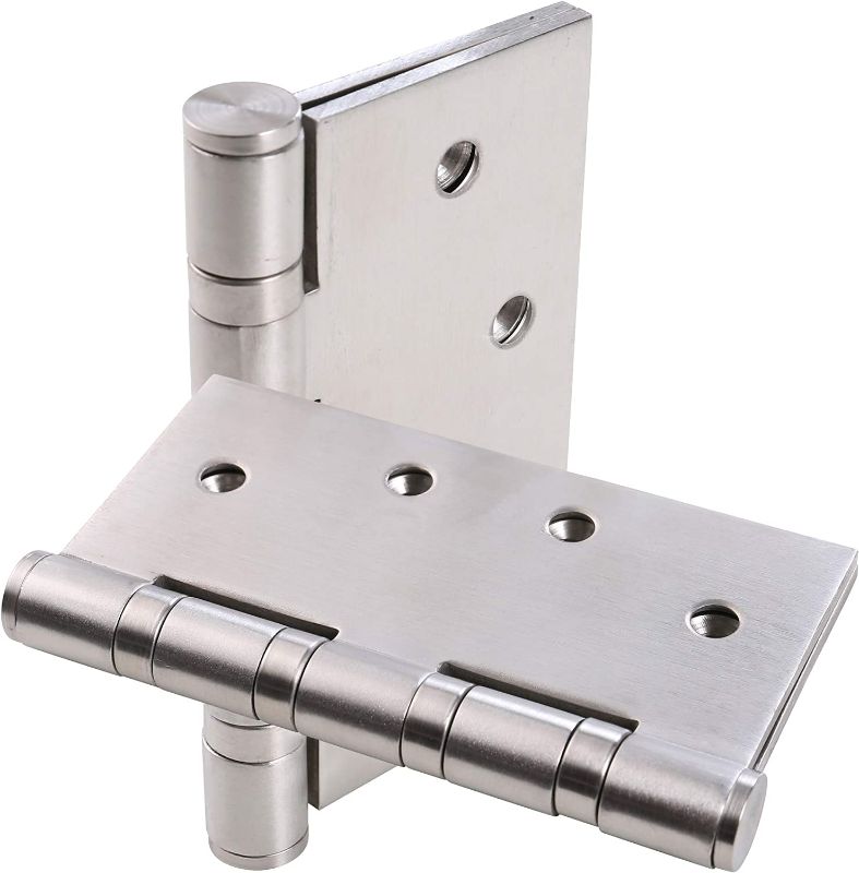 Photo 1 of UHPPOTE Stainless Steel Door Hinges 4inches x 4inches with Soft Close Ball Bearing - Squared Conners - Brushed Finish (Pack of 2) New