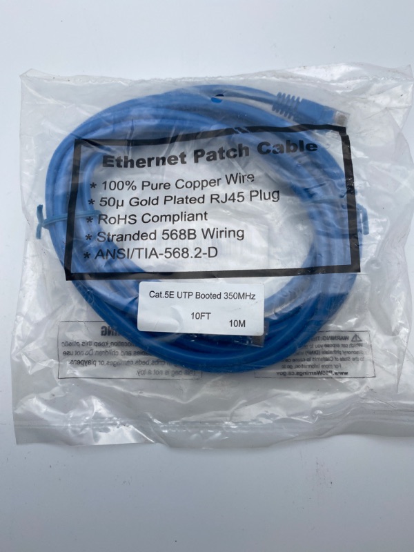 Photo 4 of InstallerParts Ethernet Cable CAT5E Cable UTP Booted 10 FT - Blue - Professional Series - 1Gigabit/Sec Network/Internet Cable, 350MHZ New