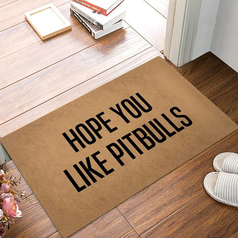 Photo 2 of Joelmat Hope You Like Pitbulls Entrance Non-Slip Outdoor/Indoor Rubber Door Mats for Front Door/Garden/Kitchen/Bedroom 23.6"x15.7" New