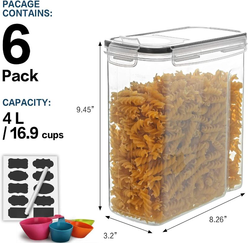 Photo 2 of Cereal Container Set, MCIRCO Airtight Food Storage Containers ((4L /135.2oz) Set of 6, BPA Free Cereal Dispensers with Measuring Tools