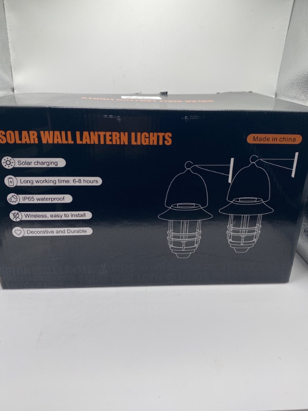 Photo 6 of Otdair Solar Wall Lantern Outdoor, 2 Pcs Glass Solar Hanging Lantern Light Waterproof Solar Wall Sconce Light Fixture Wall Mount Solar Outdoor Wall Lights Decorative for Front Porch, Patio and Yard