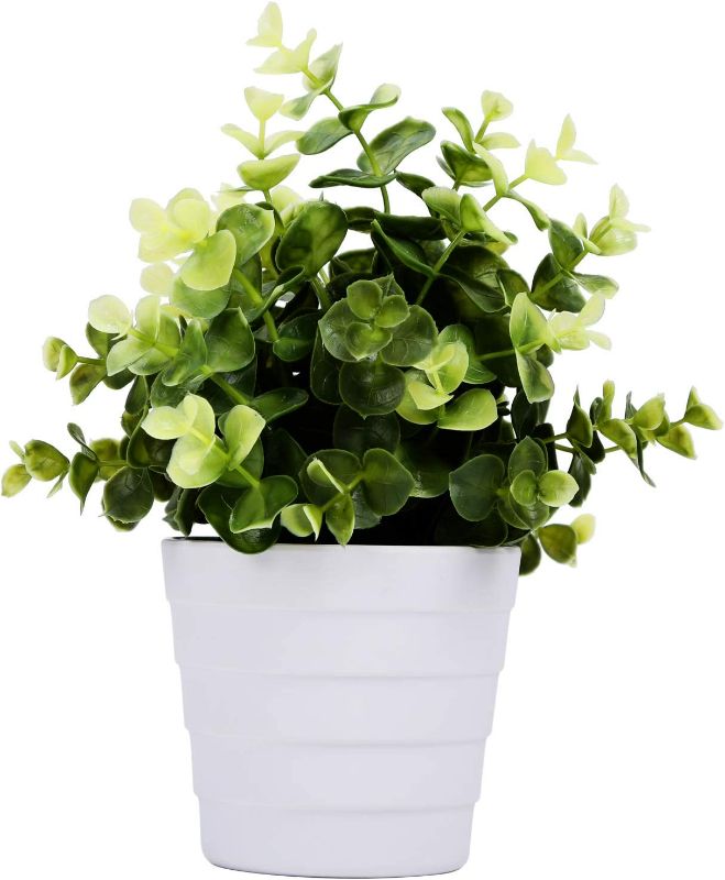 Photo 1 of Meneco Small Fake Plant Potted - Faux Plant Indoor Plant Artificial Potted Plant Decor for Home and Office (Eucalyptus Green) New