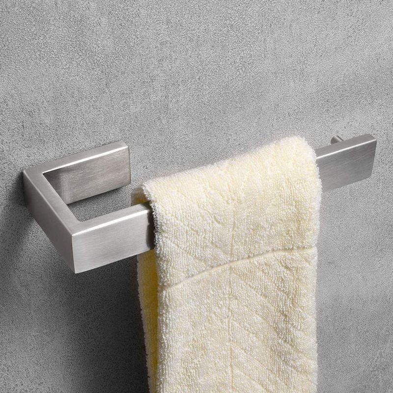 Photo 1 of Nolimas Bathroom Hardware Towel Bar SUS 304 Stainless Steel Square Towel Ring Shelf Holder Rack for Bath Kitchen Garage Heavy Duty Wall Mounted, Nickel Brushed New