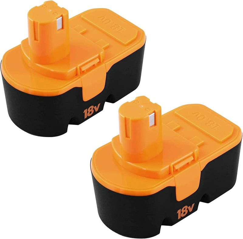 Photo 1 of 2 Packs 18V Ni-Mh P100 Battery Compatible with Ryobi 18V Battery One+ P100 P101 ABP1801 ABP1803 BPP1820 130224028 130224007 1322401 1400672 New