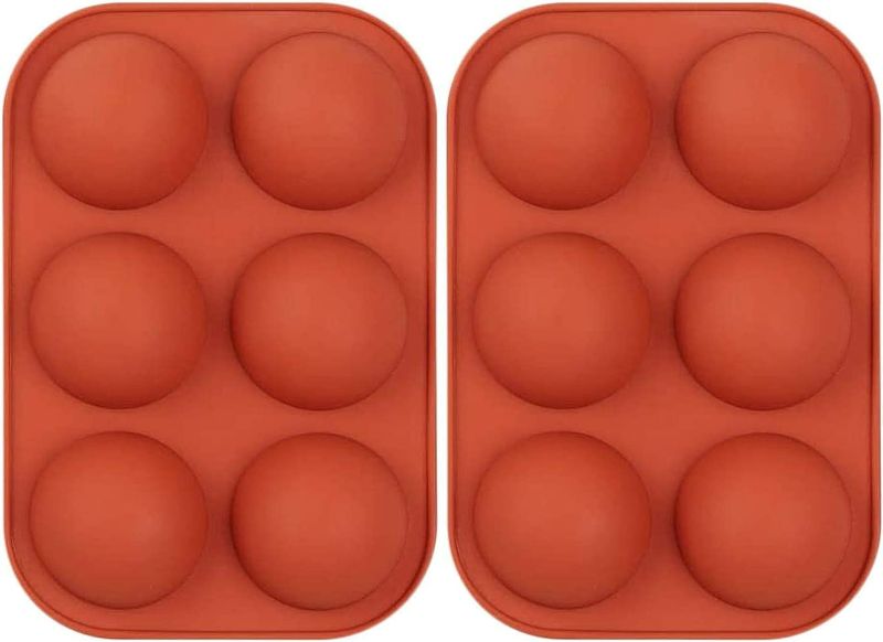 Photo 5 of 6 Holes Silicone Mold for Chocolate Bomb, 2 Pack Semi Sphere Baking Molds For Making Cake, Jelly, Mousse, Pudding, Handmade Soap, BPA Free Baking Mould New