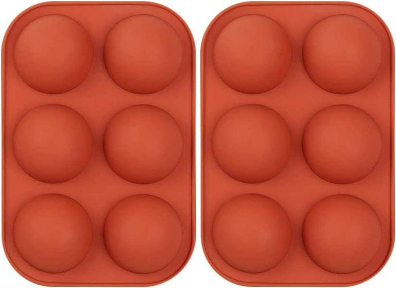 Photo 5 of 6 Holes Silicone Mold for Chocolate Bomb, 2 Pack Semi Sphere Baking Molds For Making Cake, Jelly, Mousse, Pudding, Handmade Soap, BPA Free Baking Mould New