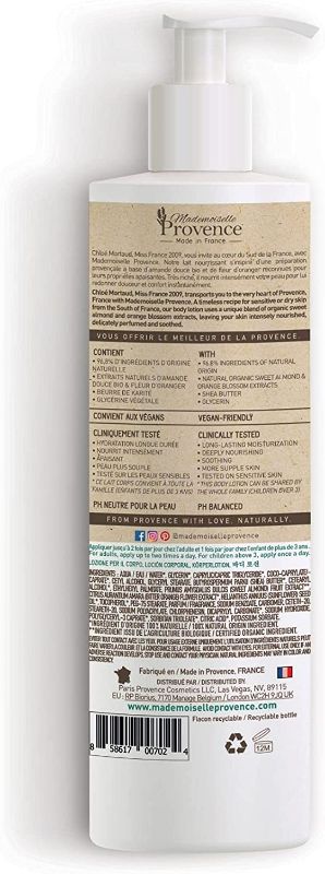 Photo 4 of Mademoiselle Provence Shea Butter Body Lotion Organic Sweet Almond and Orange Blossom Extract | Sensitive Dry Skin Nourishing Soothing Natural Vegan Body Cream | For the Whole Family 13.5 fl oz new