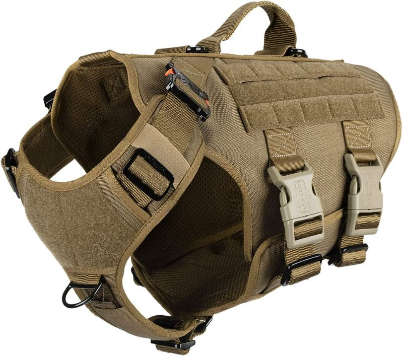 Photo 1 of ICEFANG Tactical Dog Operation Harness with 6X Buckle,Dog Molle Vest with Handle,3/4 Body Coverage,Hook and Loop Panel for ID Patch,No Pulling Front Clip (L (28"-35" Girth), Coyote Brown) New