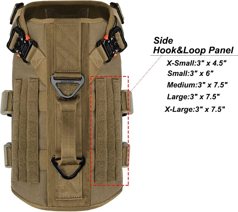 Photo 4 of ICEFANG Tactical Dog Operation Harness with 6X Buckle,Dog Molle Vest with Handle,3/4 Body Coverage,Hook and Loop Panel for ID Patch,No Pulling Front Clip (L (28"-35" Girth), Coyote Brown) New