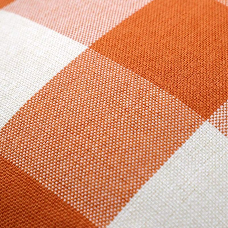 Photo 2 of Set of 2 Soleebee Check Plaid Throw Pillow Covers Cushion Case Polyester Linen for Fall Home Decor Orange and White, 18 x 18 Inches New