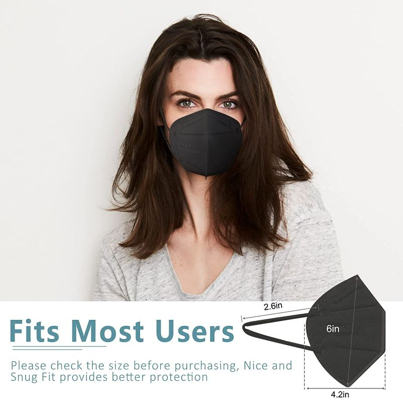 Photo 4 of ChiSip KN95 Face Mask 20 Pcs, 5-Ply Cup Dust Safety Masks, Breathable Protection Masks Against PM2.5 for Men & Women, Black New