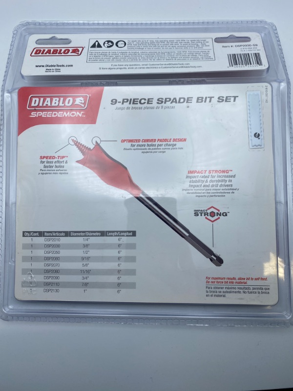 Photo 3 of Diablo 9 pc SPEEDemon Spade Bit Set (9-Piece) New