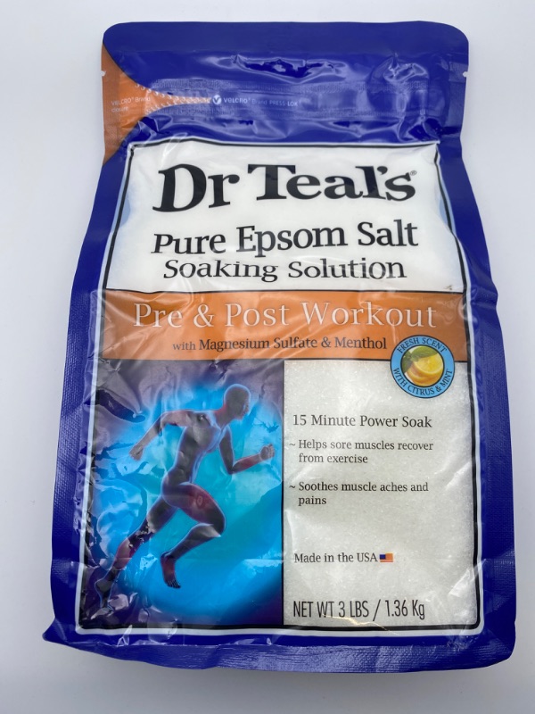 Photo 1 of Dr Teal's Pure Epsom Salt Soak, Pre & Post Workout with Menthol, 3 lbs New