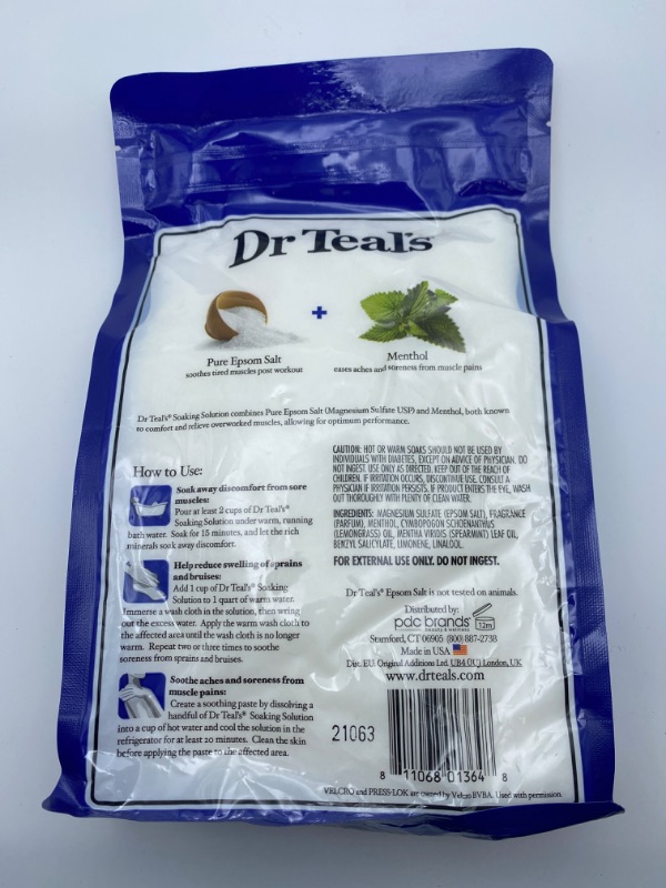 Photo 5 of Dr Teal's Pure Epsom Salt Soak, Pre & Post Workout with Menthol, 3 lbs New