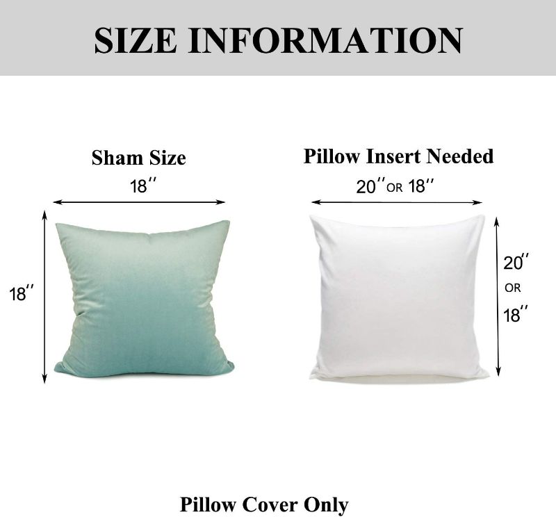 Photo 4 of YOUR SMILE Pack of 2 Velvet Pure Color Pillow Covers Decorative Square Pillowcase Soft Solid Cushion Case for Sofa Bedroom Car (Teal, 18''x18'') New