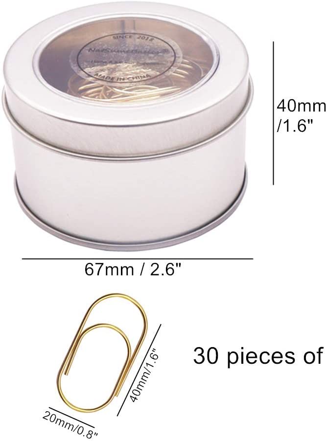 Photo 3 of Large Paper Clip Holder Set, 30pcs 1.6" Gold Plating Paper Clips Bookmark with Storage Box Office Supply Accessories (1.6" Gold Paperclips) New