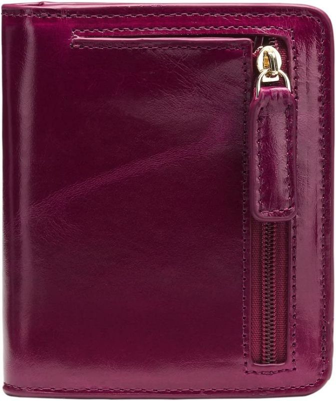 Photo 1 of Itslife Women's Rfid Blocking Small Compact Bifold Leather Pocket Wallet Ladies Mini Purse with id Window (Natural Purple)