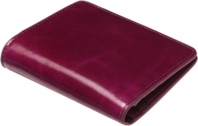 Photo 4 of Itslife Women's Rfid Blocking Small Compact Bifold Leather Pocket Wallet Ladies Mini Purse with id Window (Natural Purple)