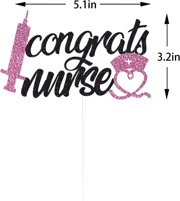 Photo 2 of Congrats Nurse Cake Topper for Nurse Theme 2022 Graduation Party Decorations, RN Nurse Party, Medical College Graduate Party Supplies (Black Glitter) New