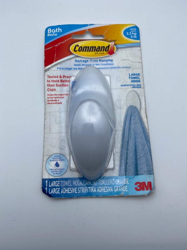 Photo 4 of Command Bath Large Towel Hook, Clear, 1-Hook, 5-lb. Capacity, Organize Damage-Free new