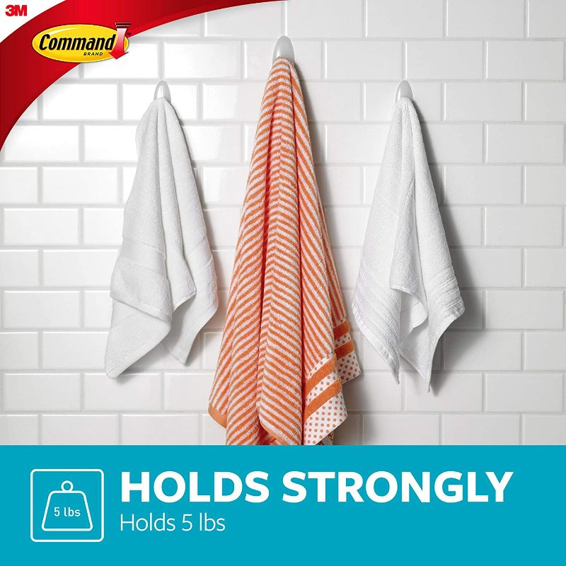 Photo 3 of Command Bath Large Towel Hook, Clear, 1-Hook, 5-lb. Capacity, Organize Damage-Free new