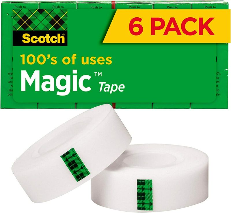 Photo 1 of Scotch Magic Tape, 6 Rolls, Great for Gift Wrapping, Numerous Applications, Invisible, Engineered for Repairing, 3/4 x 1000 Inches, Boxed (810K6) new